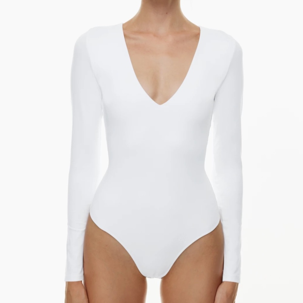 Aritzia white plunge neck bodysuit